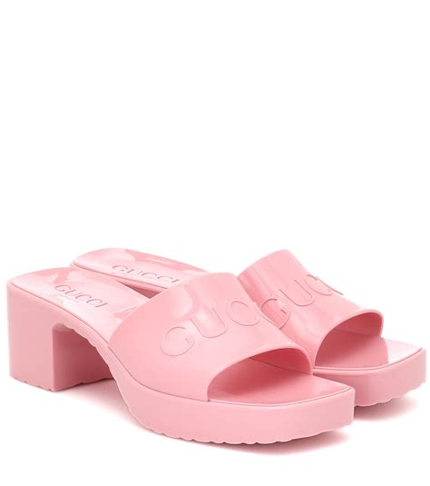 gucci rubber slide heel|Gucci slides cost.